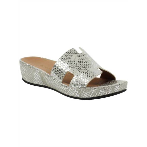 NEW L'AMOUR DES PIEDS catiana sandal in silver gold snake print